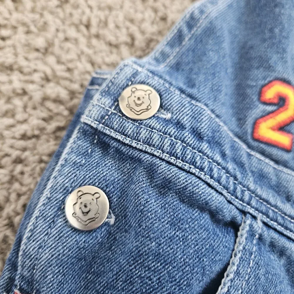 Winnie the Pooh Kids Denim Overalls 90s Vintage Size 4T Football Sports
